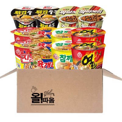 올따옴 인기 큰컵라면 기획세트 2호(6종 2개씩) 진라면매운 육개장 참깨라면 열라면 튀김우동 짜파게티, 12개