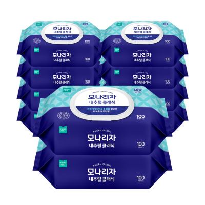 모나리자 내추럴 클래식 물티슈 캡형, 10개, 100매입, 40g
