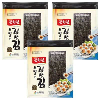 광천김 두번 구운 김밥김, 220g, 3개