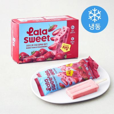 [로켓프레시] 라라스윗 저당 딸기 듬뿍바 아이스크림 (냉동), 1개, 6개입, 70ml