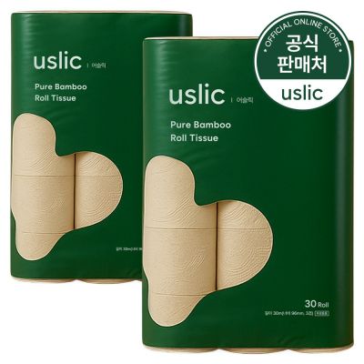 [국내제조] 어슬릭 대나무휴지 천연펄프 3겹 프리미엄 먼지적은 화장지, 2개, 30롤, 30m