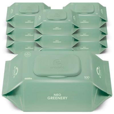 앙블랑 네오 그리너리 유아용 물티슈 캡형, 50g × 100매 × 10개