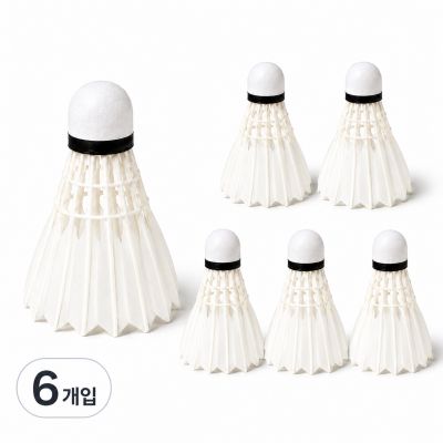 스매시킹 배드민턴 거위털 셔틀콕, 1개, 6개입, 화이트