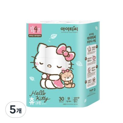헬로키티 휴그린 보들보들 4겹 롤화장지 22m, 5개, 30롤