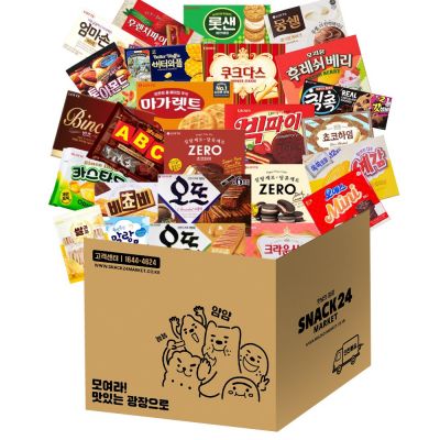 사무실25종 대용량 박스과자세트 (몽쉘 초코파이 오예스 쿠크다스 후레쉬베리 카스타드 오뜨 마가렛트 롯샌 크라운산도 예감 칙촉 초코하임 엄마손파이 비쵸비 빈츠), 상세 설명 참조, 1세트