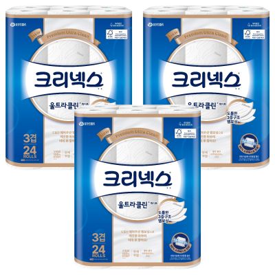 크리넥스 울트라클린 화이트, 25m, 24개입, 3개