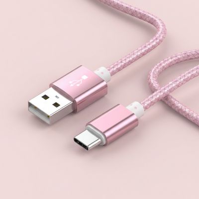 WJT 메탈 고속 충전 케이블, USB-C, 핑크, 1.5m, 1개
