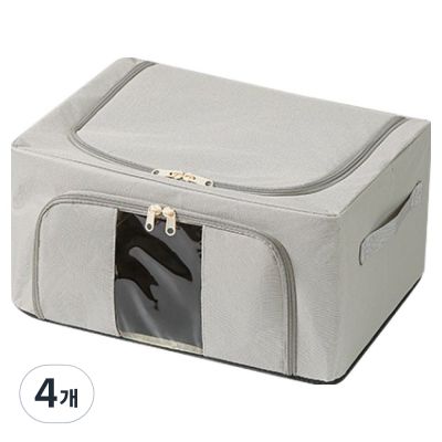 로이홈 투명창 접이식 2도어 오픈 의류 수납 보관 가방, 그레이, 24L, 4개