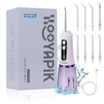 Hooyapik대용량 구강세정기 300ml 초강력 배터리 9단계 세정모드 IPX7 방수+8개 노즐팁 D0051, 퍼플, D0051(X7-B)