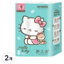 헬로키티 휴그린 보들보들 4겹 롤화장지, 2개, 30롤