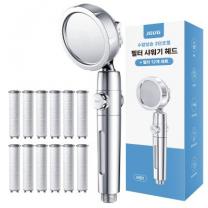 JGUG 필터 샤워기 헤드 고압 수압상승 3단조절 + 리필 필터 12p