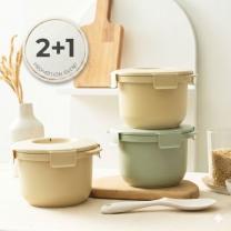 [3세트] 칼로볼 전자레인지 저당밥솥 국산 다이어트 찜기 자취생 저칼로리, 크림+크림+그린, 1세트