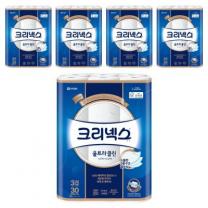크리넥스 울트라클린 천연펄프 3겹 고급롤화장지, 27m, 30개입, 5개