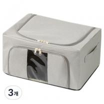 로이홈 투명창 접이식 2도어 오픈 의류 수납 보관 가방, 그레이, 24L, 3개
