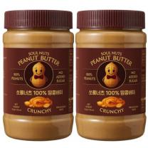 쏘울너츠 100% 땅콩버터 크런치, 500g, 2개